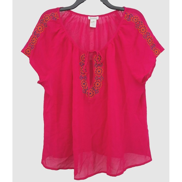 Dizzy Izzy Shirt Women's Size 3XL Pink Short Sleeve Blouse Top - Picture 1 of 6